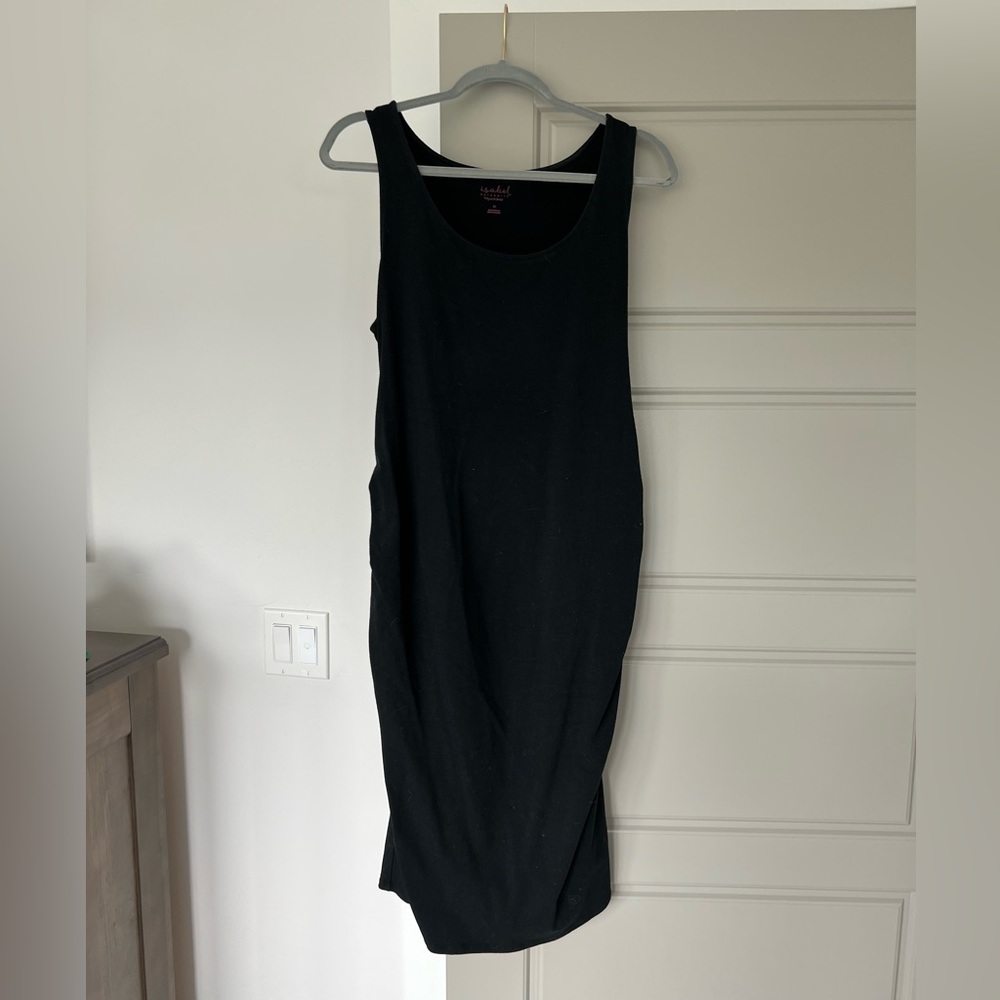 Isabel Maternity Black Ruched Dress Size M
